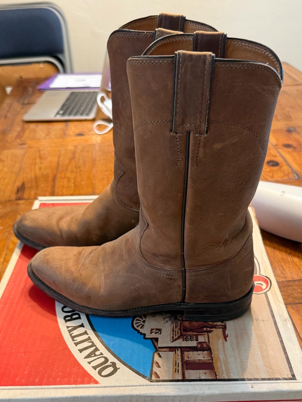 Justin Classic Brown Leather Western Boots women’s